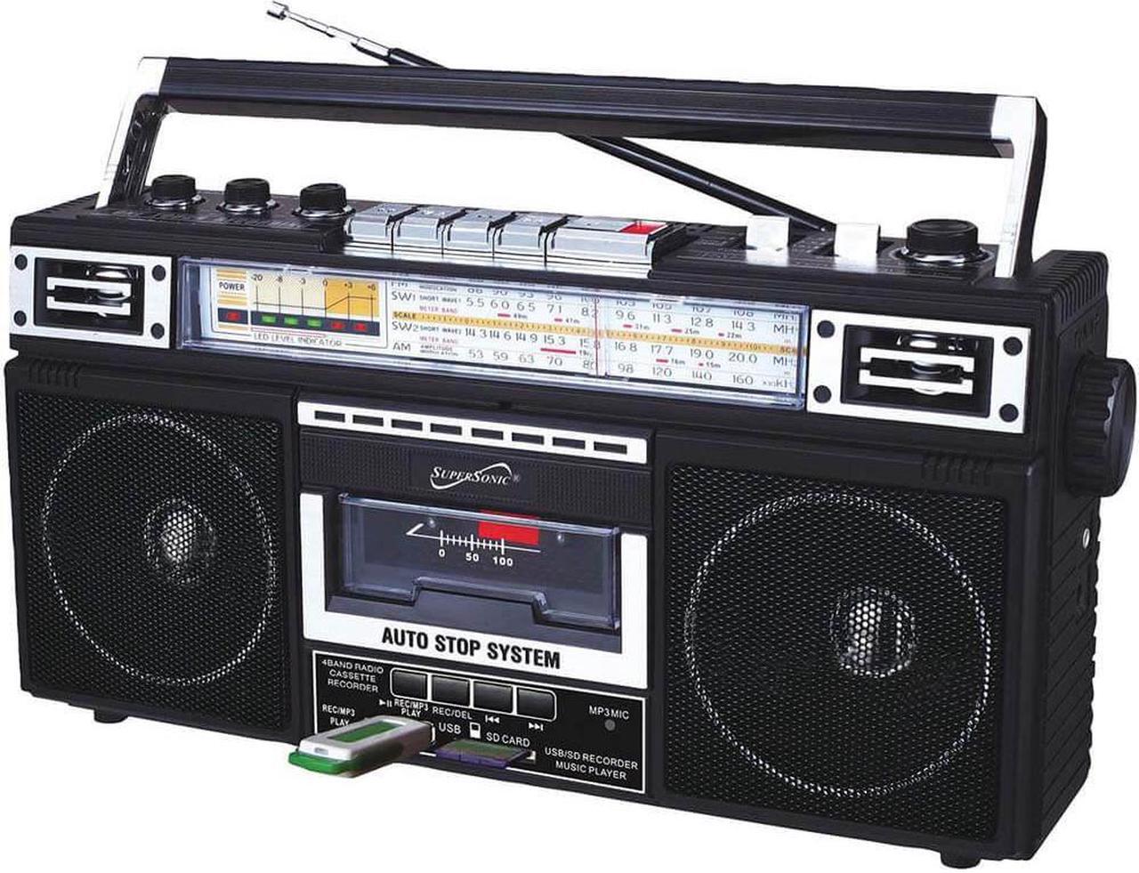 Alt view image 4 of 14 - Supersonic SC-3201BT-BK 4 Band Radio & Cassette Player + Cassette To Mp3 Converter & Bluetooth (Black)