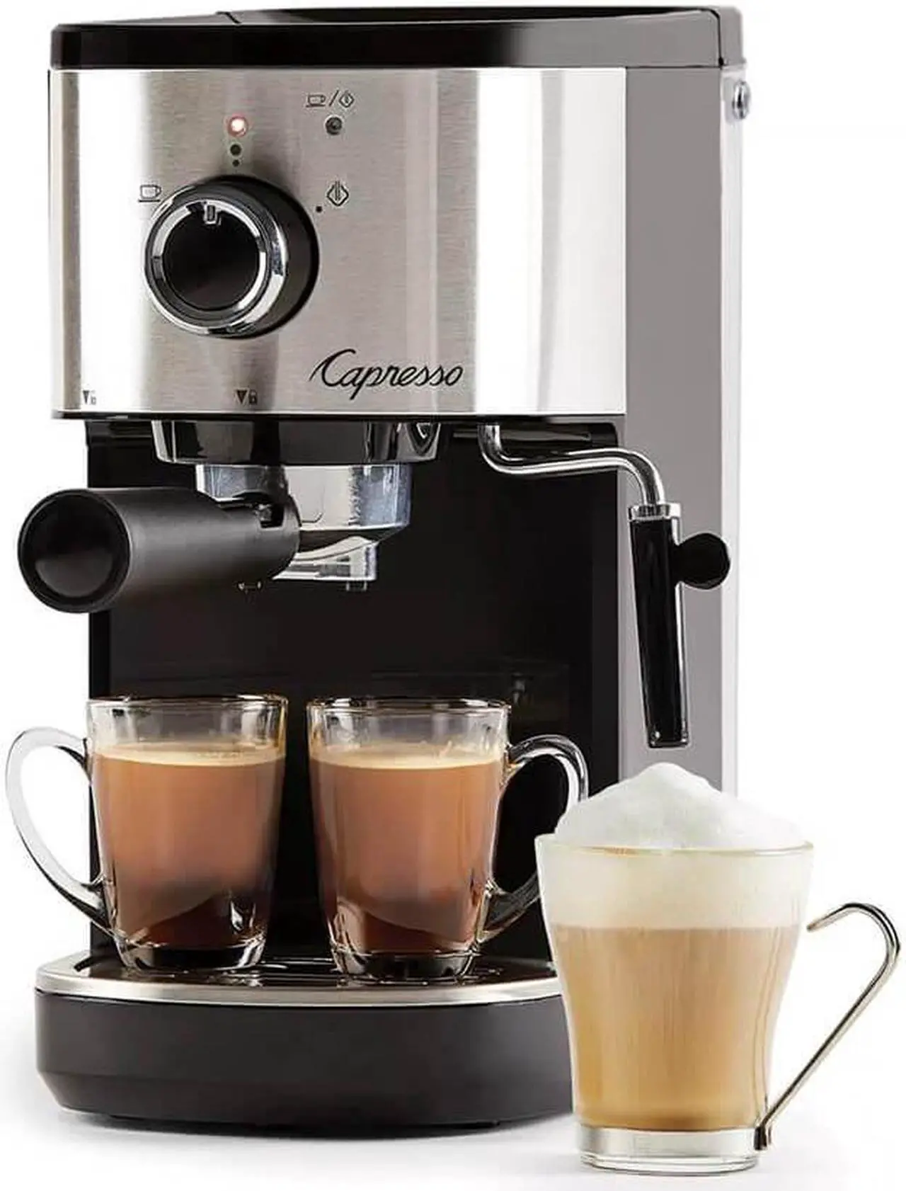 Alt view image 2 of 4 - Capresso 12005 Compact Espresso and Cappuccino Machine - Black/Stainless