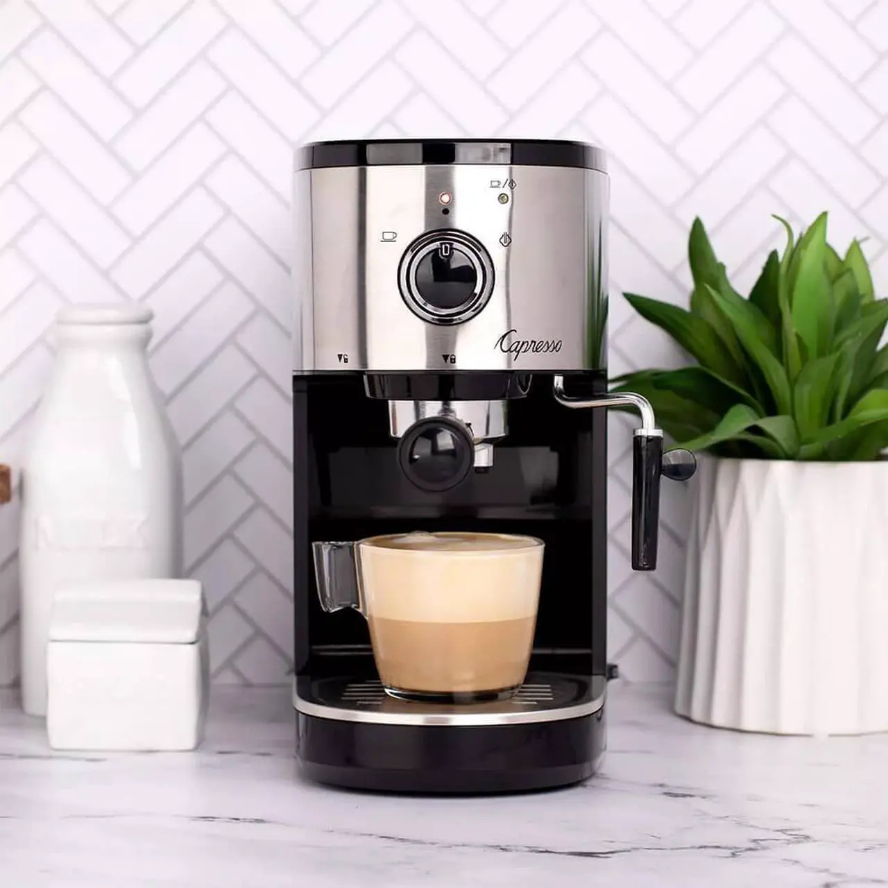 Alt view image 3 of 4 - Capresso 12005 Compact Espresso and Cappuccino Machine - Black/Stainless
