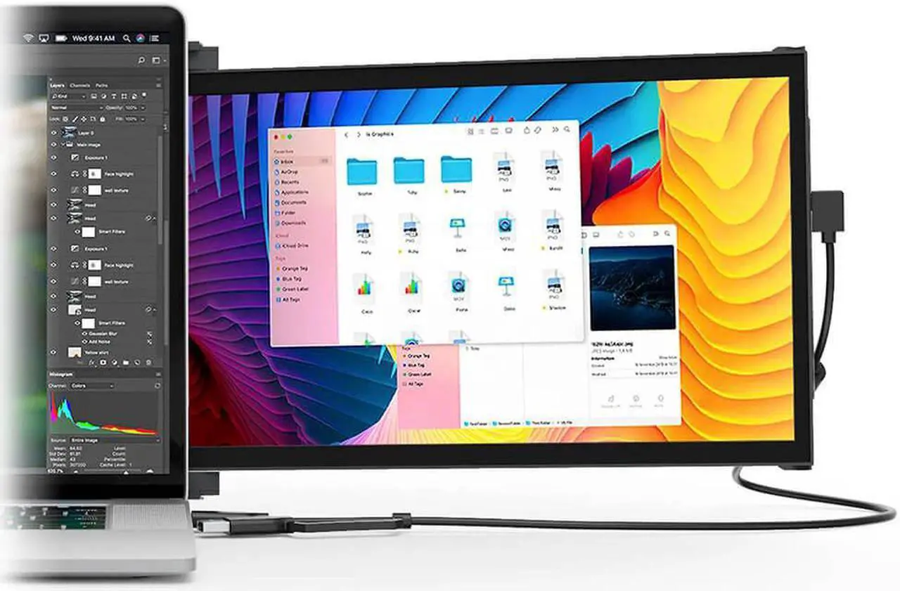 Alt view image 13 of 20 - Mobile Pixels DUEX Plus 13.3" 16:9 FHD Portable Laptop LCD Monitor, Deep Gray