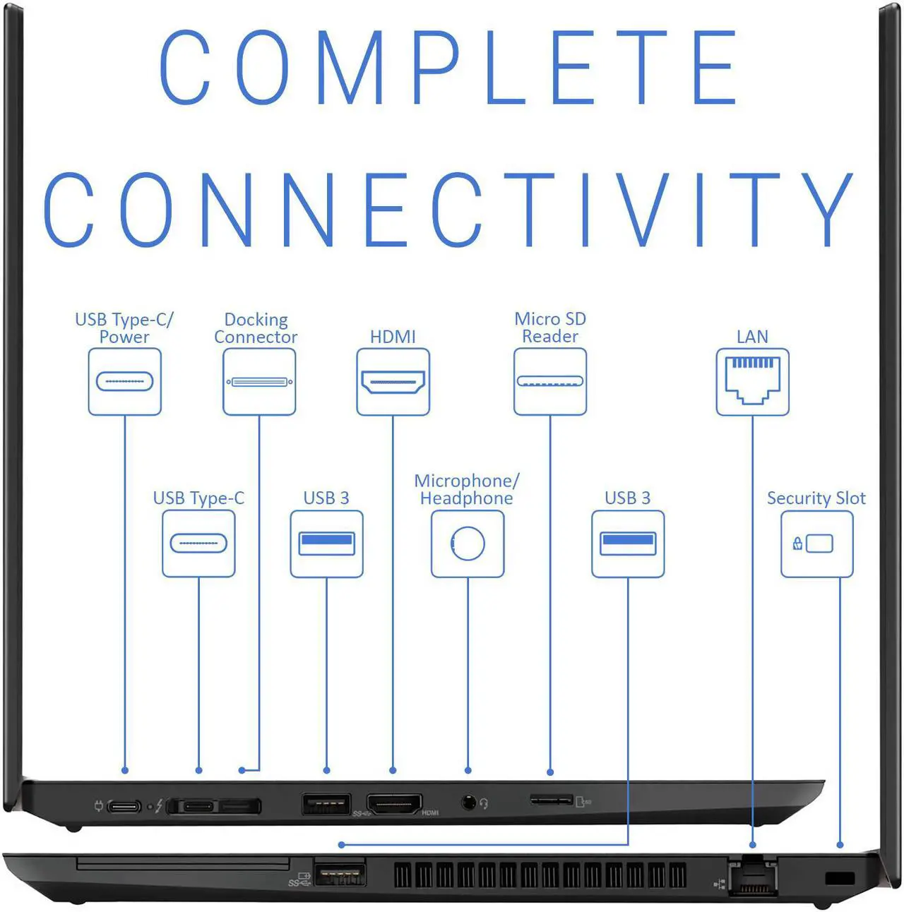Alt view image 6 of 7 - Lenovo ThinkPad T14 Notebook, 14" IPS FHD Display, Intel Core i7-10510U Upto 4.9GHz, 32GB RAM, 2TB NVMe SSD, HDMI, DisplayPort via USB-C, Card Reader, Wi-Fi, Bluetooth, Windows 10 Pro