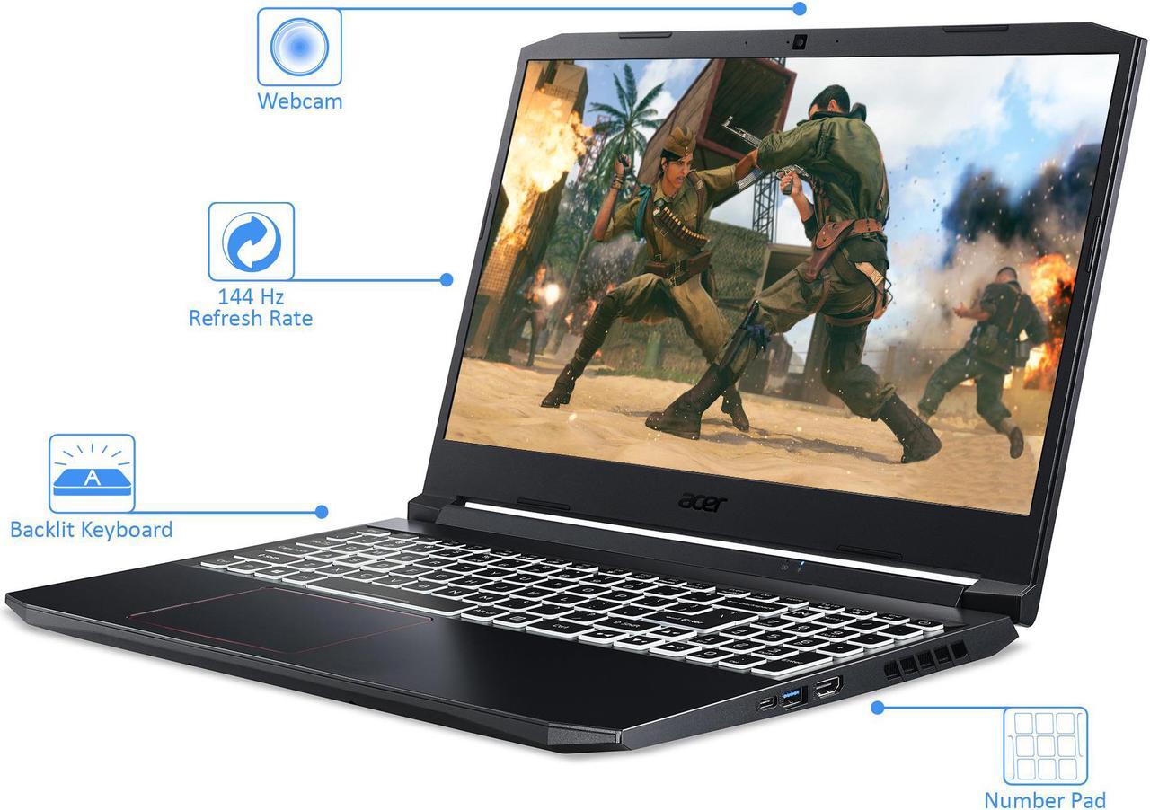 Alt view image 2 of 7 - Acer Nitro 5 Gaming Laptop, 15.6" 144Hz FHD Display, Intel Core i5-10300H Upto 4.5GHz, 8GB RAM, 512GB NVMe SSD, NVIDIA GeForce RTX 3050, HDMI, Wi-Fi, Bluetooth, Windows 10 Pro