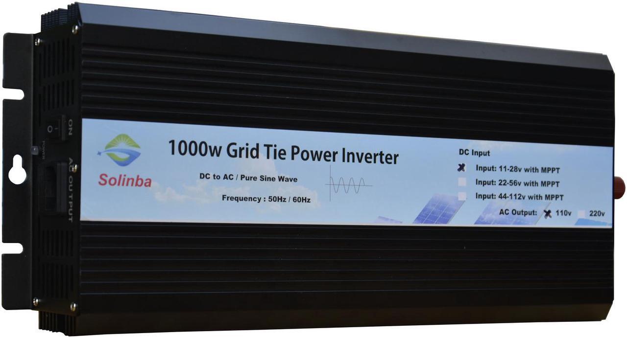 Alt view image 2 of 8 - Solinba 1000w on grid tie pure sine wave power inverter DC22-56v to AC 90-130v, 46-65Hz, USA plug, black color