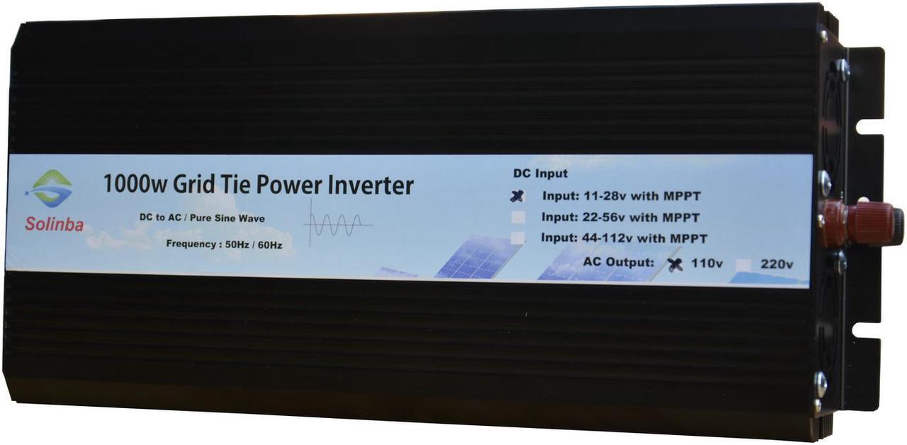 Alt view image 3 of 8 - Solinba 1000w on grid tie pure sine wave power inverter DC22-56v to AC 90-130v, 46-65Hz, USA plug, black color