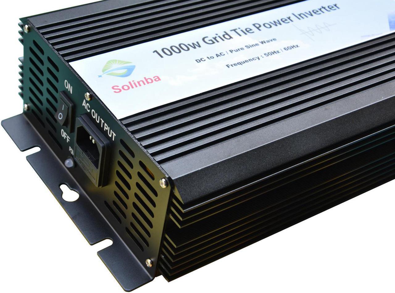 Alt view image 5 of 8 - Solinba 1000w on grid tie pure sine wave power inverter DC22-56v to AC 90-130v, 46-65Hz, USA plug, black color