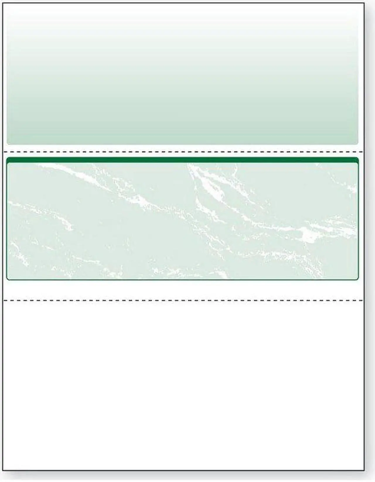 Main image of 8-1/2'' x 11" Standard Green Marble Laser Check, Middle Position, 24# Stock (Carton of 2500)