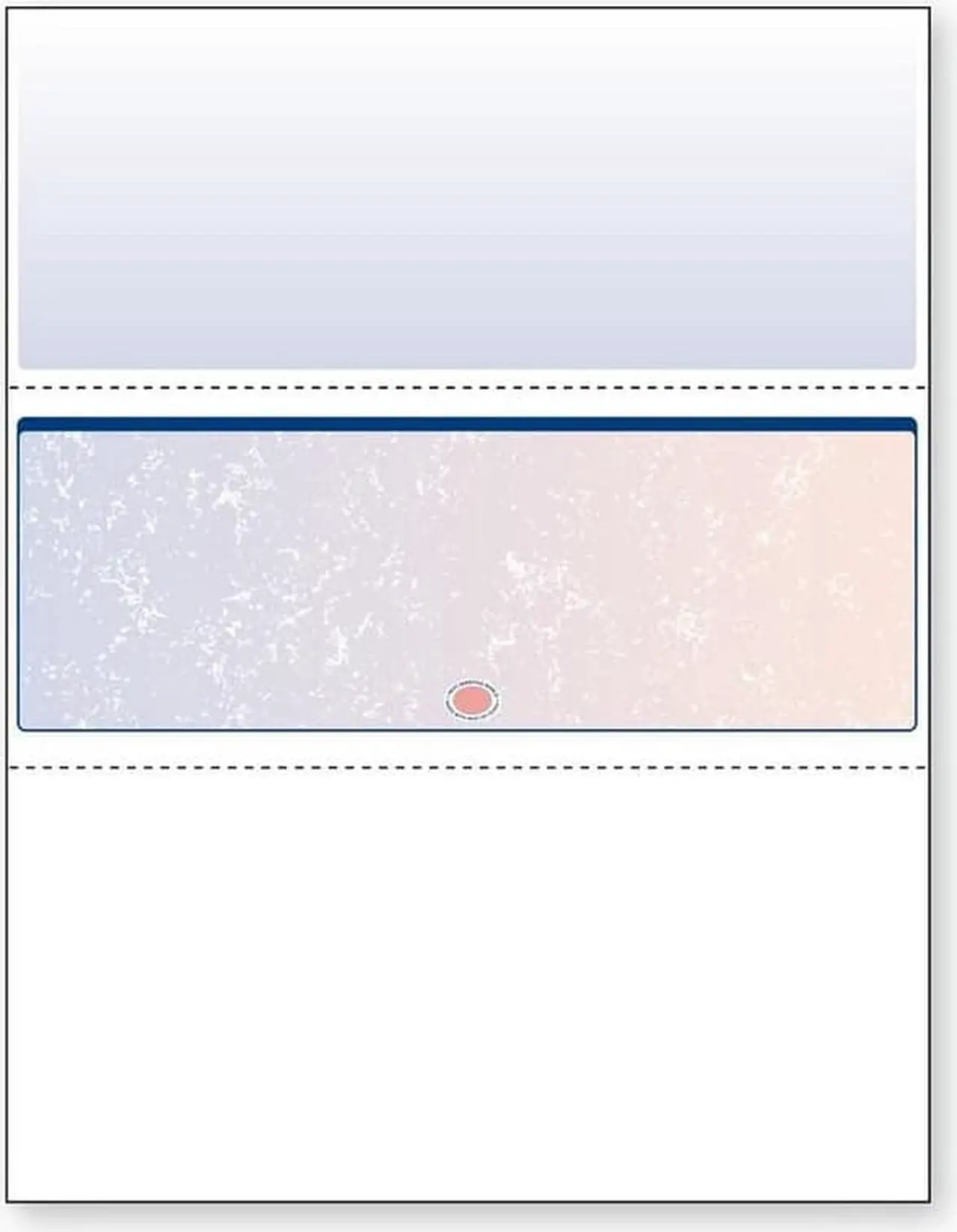 Main image of 8-1/2'' x 11" Premier Blue / Red Prismatic Laser Check, Middle Position, 24# Stock (Carton of 2500)