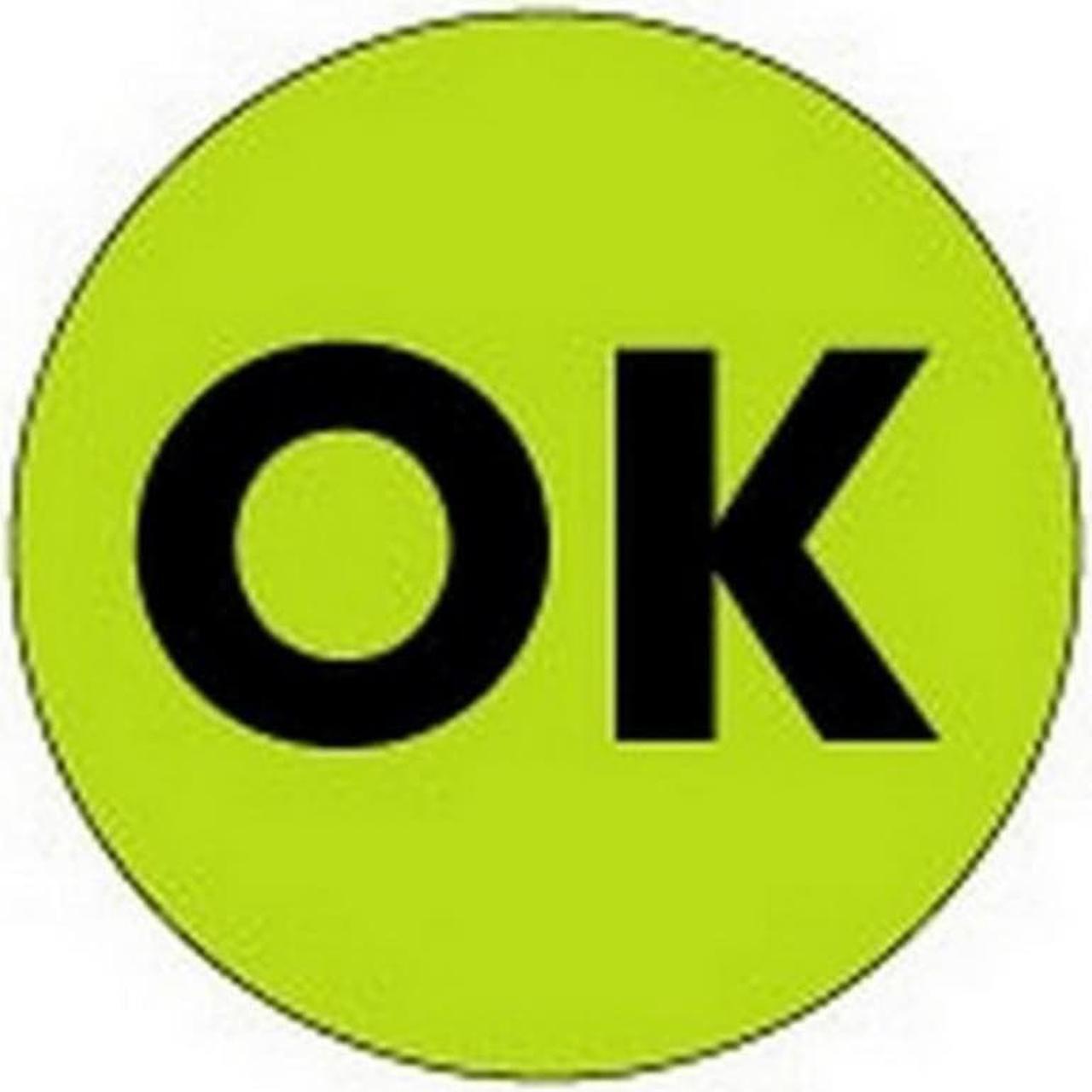 Main image of 2" Diameter OK Circle Labels (500 per Roll)