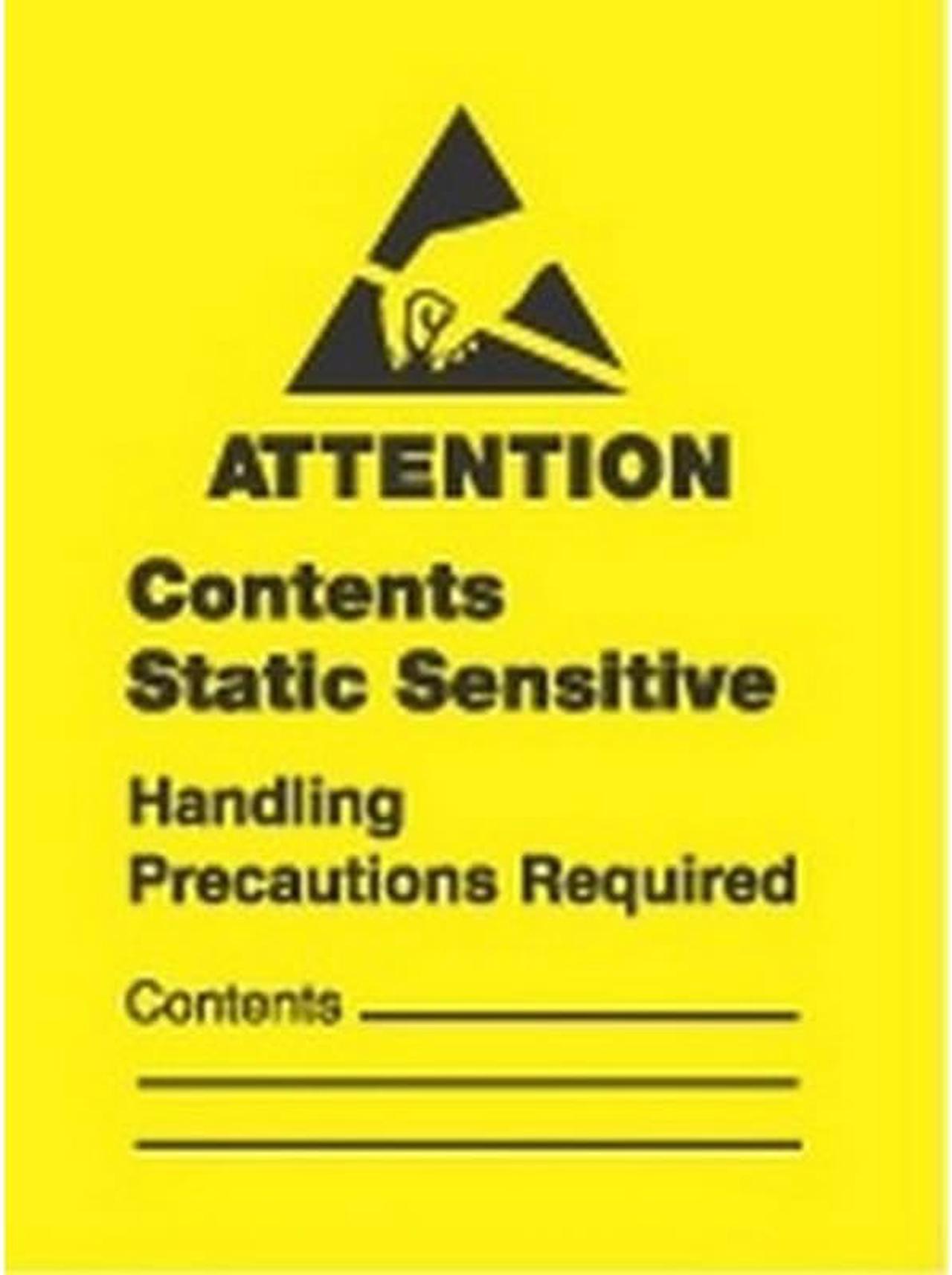 Main image of 1-3/4" x 2-1/2" Attention Static Sensitive Labels (500 per Roll)