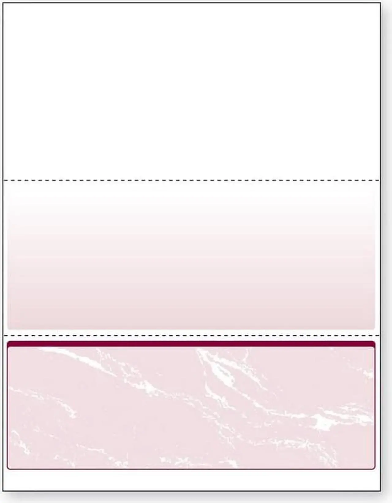 Main image of 8-1/2'' x 11" Standard Burgundy Marble Laser Check, Bottom Position, 24# Stock (Carton of 2500)