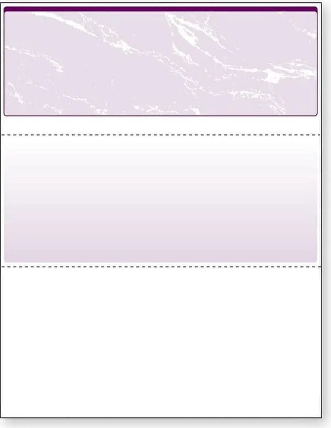 Main image of 8-1/2'' x 11" Standard Purple Marble Laser Check, Top Position, 24# Stock (Carton of 2500)