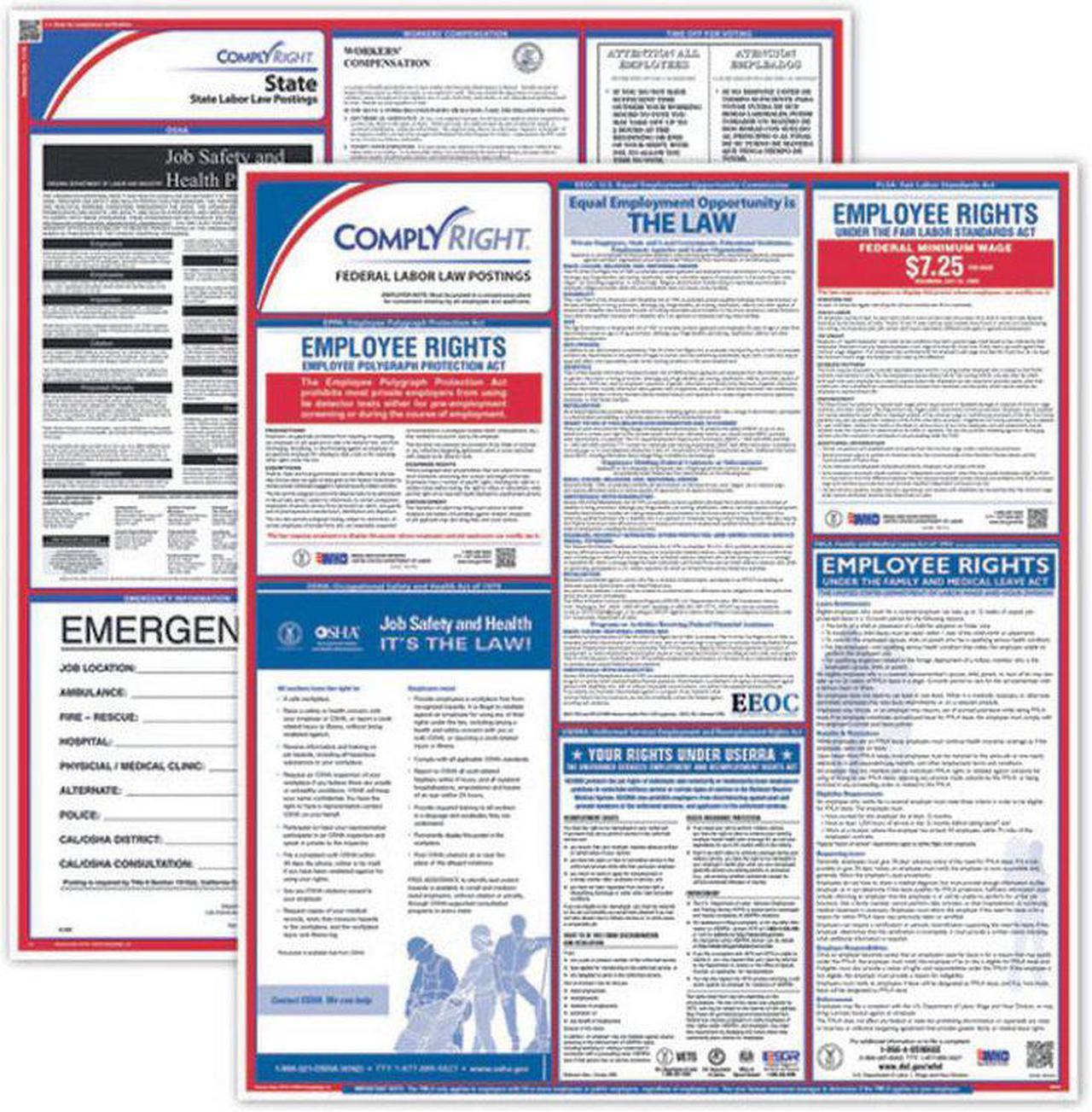 Main image of ComplyRight Fed/State North Dakota Compliance Labor Law Poster Kit, Laminated,(Uninsured), 24" x 24" - 1 set per pack