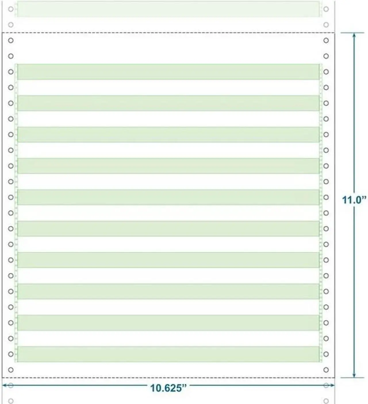 Main image of 10-5/8" x 11" (W x H) Continuous 20# Computer Paper, 1/2" Green Bar (Carton of 2700)