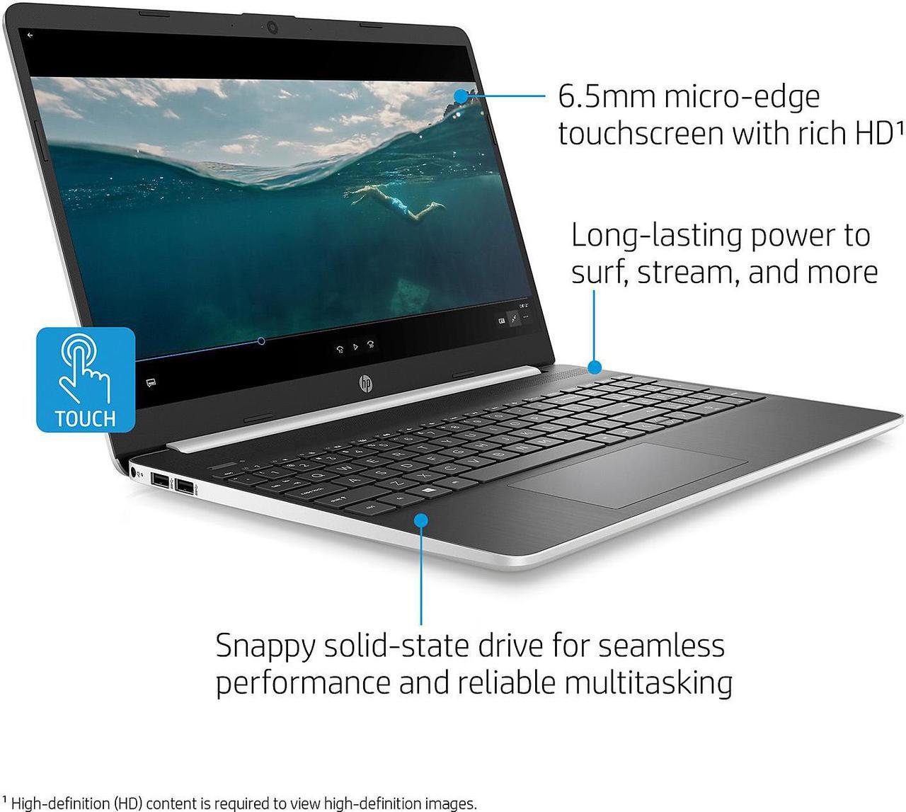 Alt view image 3 of 7 - HP 15.6" HD Touchscreen Laptop, Intel Core i5-1035G1, 8GB Memory, 256GB SSD, HP Wireless Mouse, 2 Year Warranty Care Pack with Accidental Damage Protection, Windows 10 Home - 15-dy1755cl