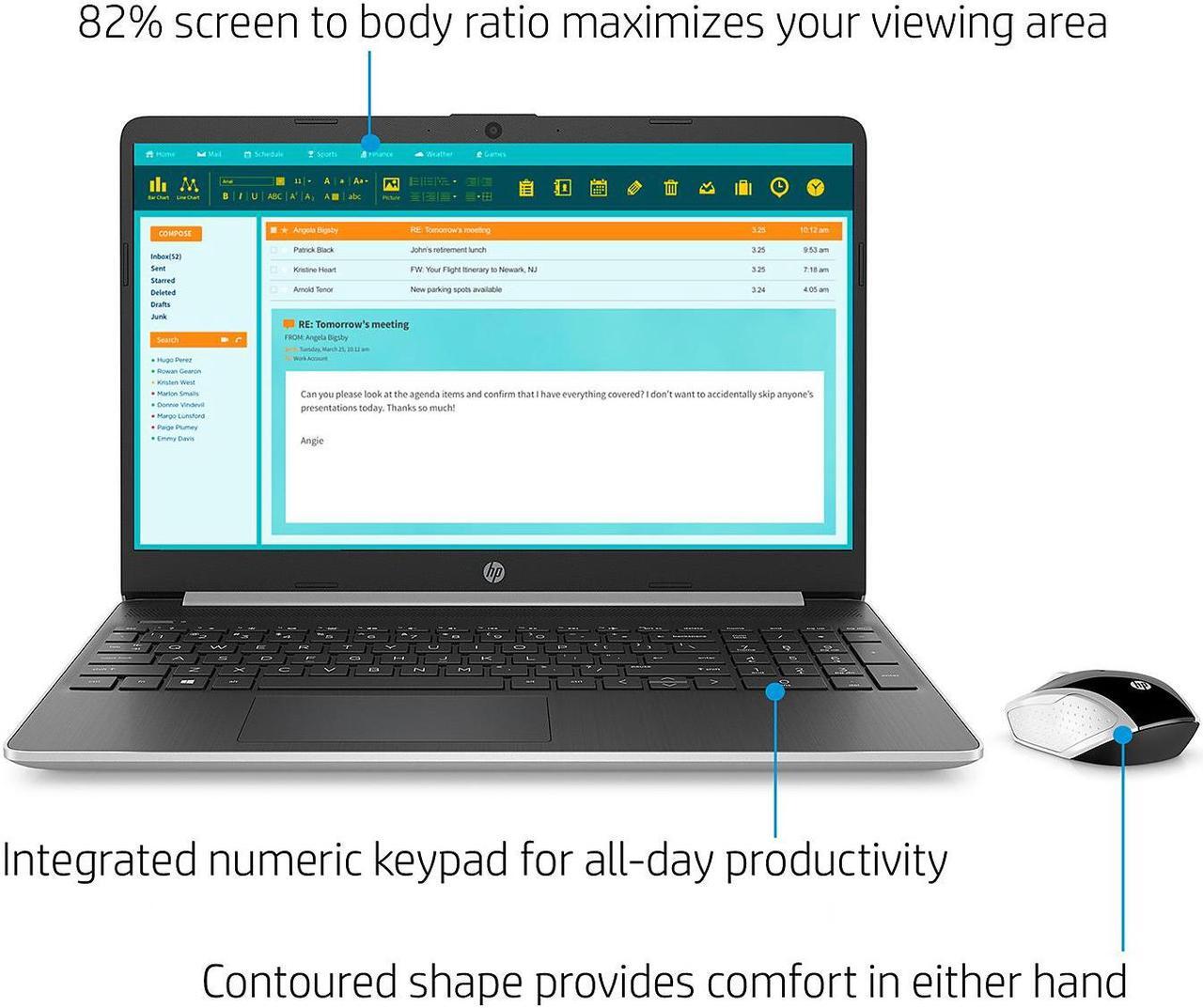 Alt view image 5 of 7 - HP 15.6" HD Touchscreen Laptop, Intel Core i5-1035G1, 8GB Memory, 256GB SSD, HP Wireless Mouse, 2 Year Warranty Care Pack with Accidental Damage Protection, Windows 10 Home - 15-dy1755cl