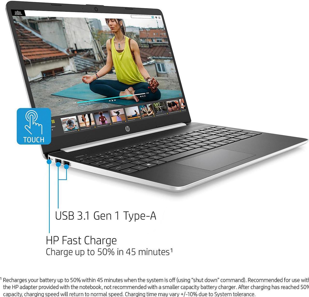 Alt view image 6 of 7 - HP 15.6" HD Touchscreen Laptop, Intel Core i5-1035G1, 8GB Memory, 256GB SSD, HP Wireless Mouse, 2 Year Warranty Care Pack with Accidental Damage Protection, Windows 10 Home - 15-dy1755cl