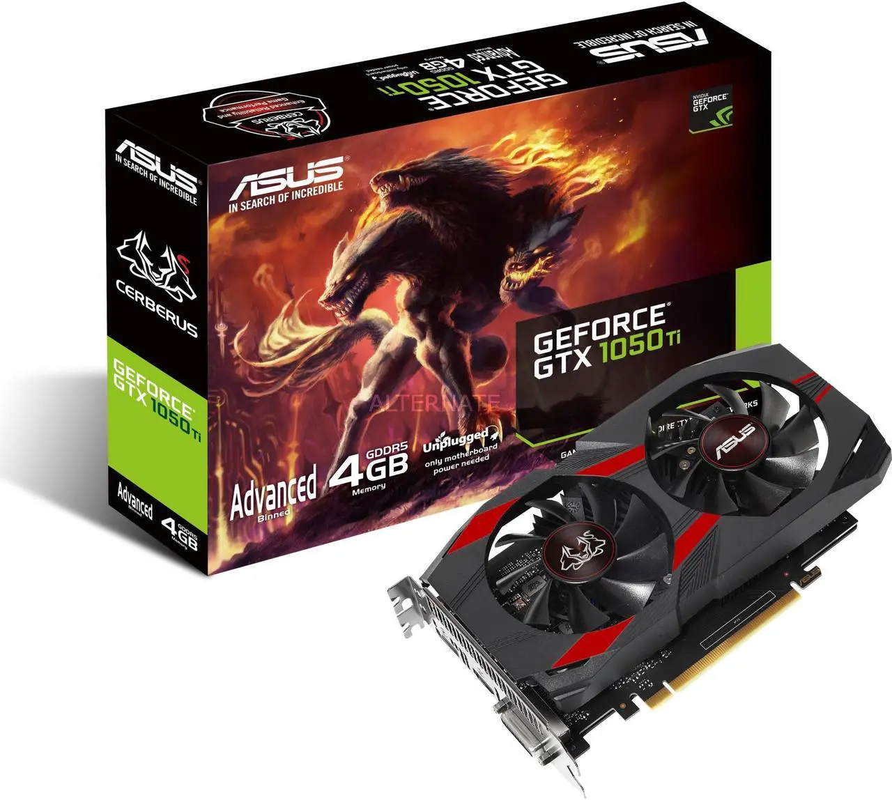 Alt view image 7 of 7 - ASUS CERBERUS-GTX1050TI-A4G - Advanced Edition - graphics card - GF GTX 1050 Ti - 4 GB GDDR5 - PCIe 3.0 x16 - DVI, HDMI,