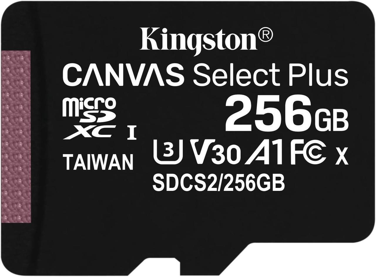 Kingston Canvas Select Plus - Flash memory card (microSDXC to SD adapter included) - 256 GB - A1 / Video Class V30 / UHS