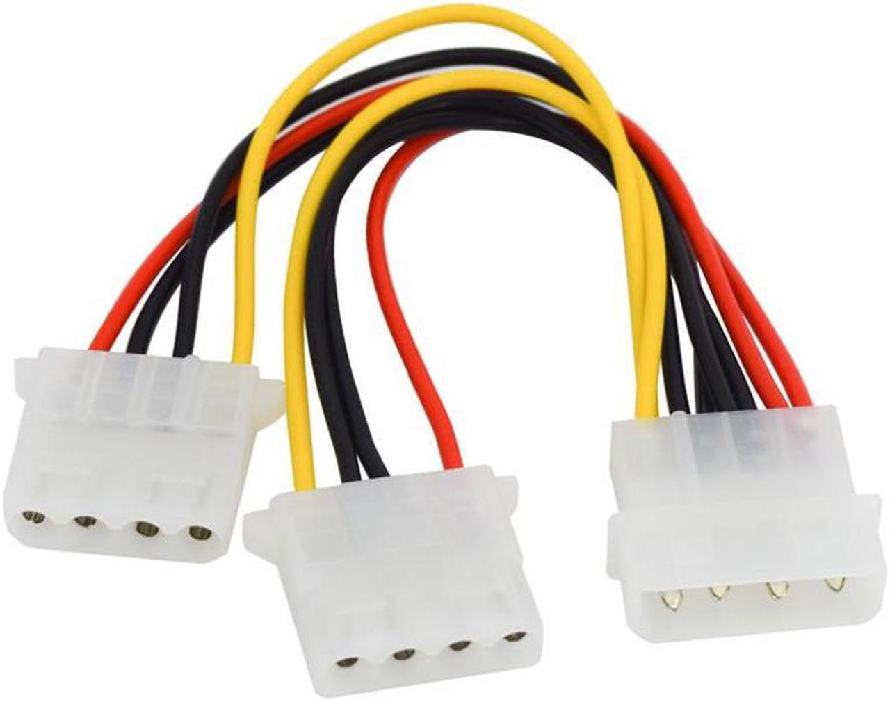 18AWG 8 inches  Power Supply IDE 4-pin Molex LP4 Male to 2 x Female  Power Splitter Cable