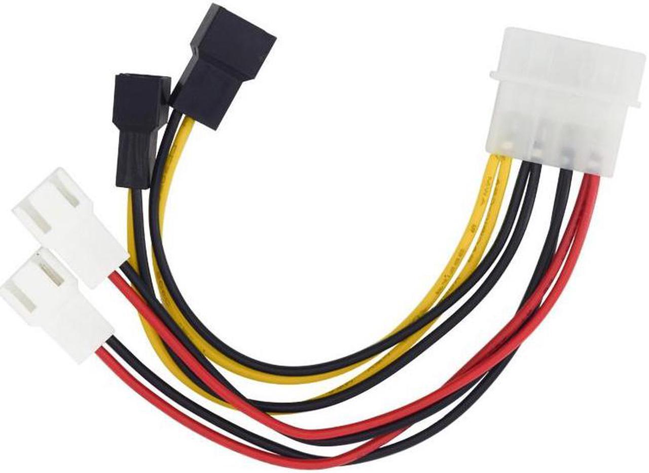 6 inch  Molex 4pin LP4 to Case cooling Fan 3-pin 3 Multi-Fan Out Power Adapter Converter Cable w/  2x5V/2x12V Speed Reduction