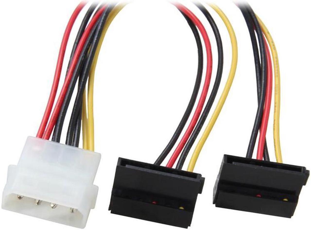 8 inch Molex 4-pin Male to 2 x SATA Power 15-pin Female( 90 degree) Y Splitter Adpater Converter Cable