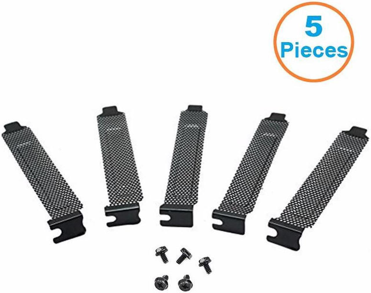 5pcs/lot Black Mesh Hard Steel PCI Slot Covers Bracket w/ Screws, Full Profile Expansion Dust Filter Blanking Plate for PCI