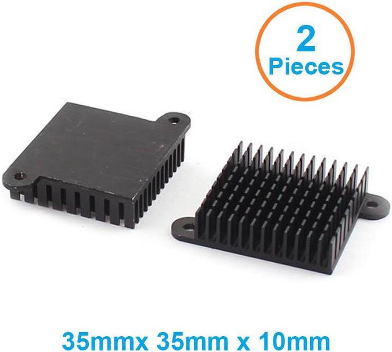 2pcs/lot Anodized Black Aluminum Heatsink 35x35x10mm CPU Southbridge IC Transistor chip Cooling Radiator Cooler w/ Screws