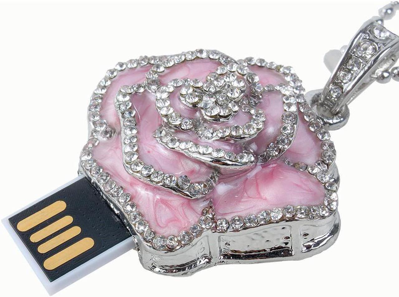 Pink 8GB Shape Crystal USB Flash With A Chain