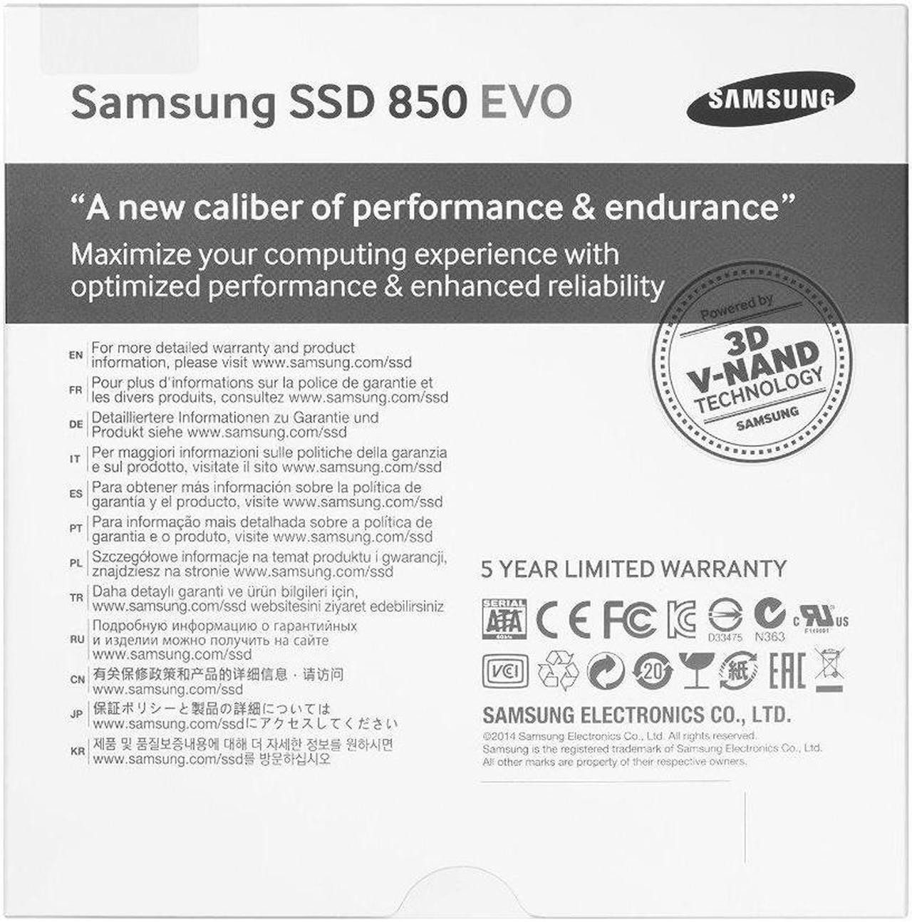 Alt view image 3 of 12 - SAMSUNG 850 EVO 2.5" 500GB SATA III V-NAND 3bit MLC Internal Solid State Drive (SSD) MZ-75E500E