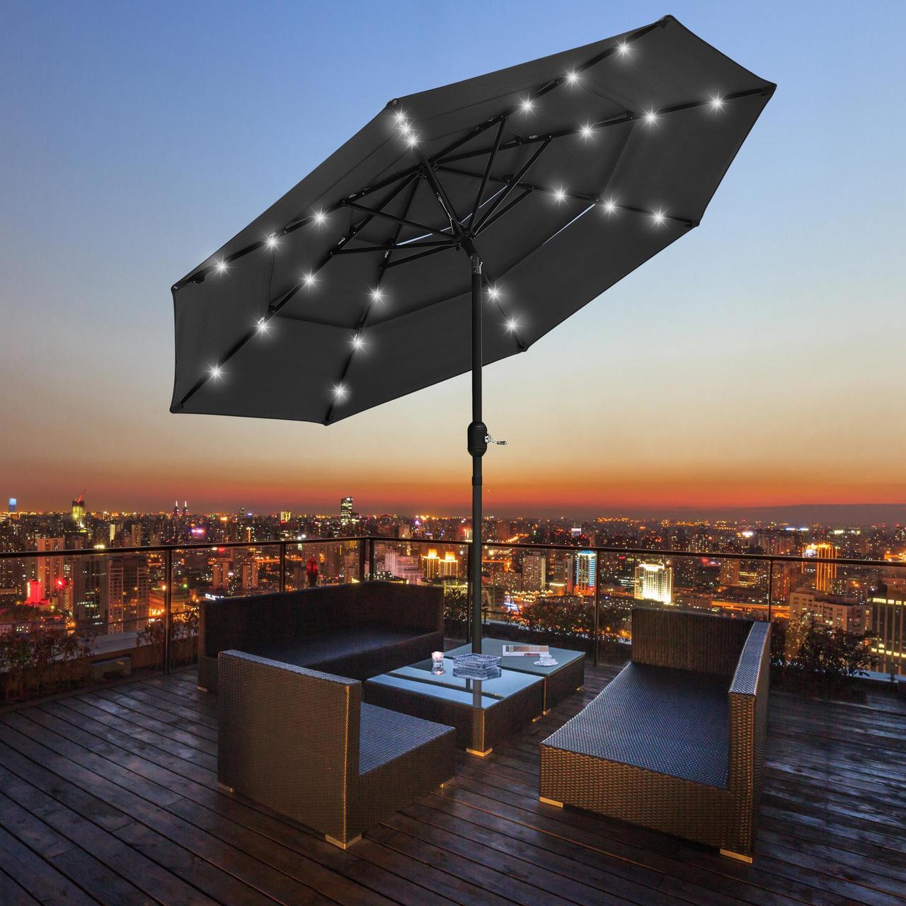 Yescom 9Ft UV50+ 3000PA Aluminum Patio Umbrella with Crank Tilt for Outdoor Table Sunshade Deck Yard Garden Pool Balcony