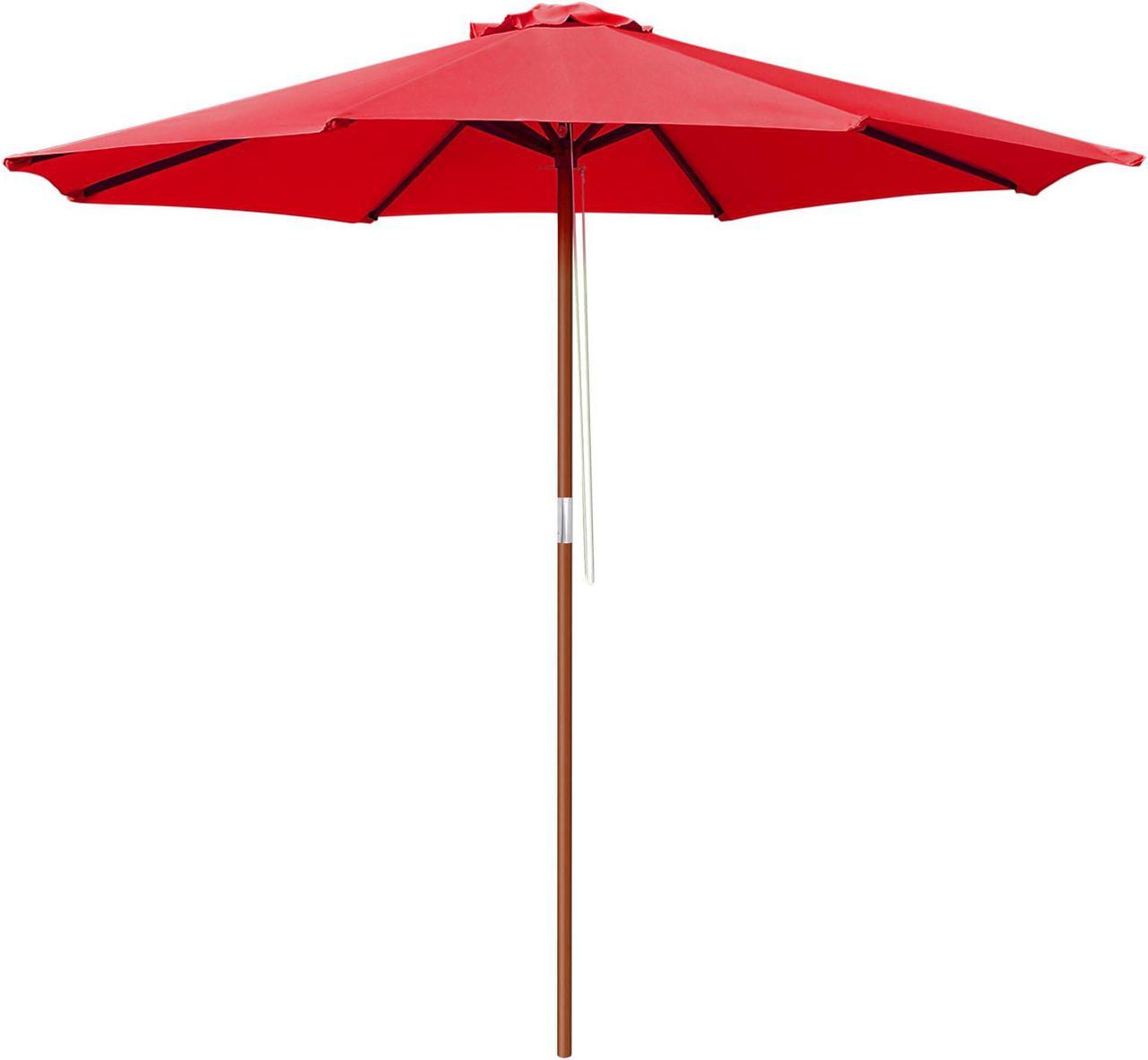 9' ft Patio Umbrella Wood Pulley Control Market Outdoor Yard Beach Bar Garden