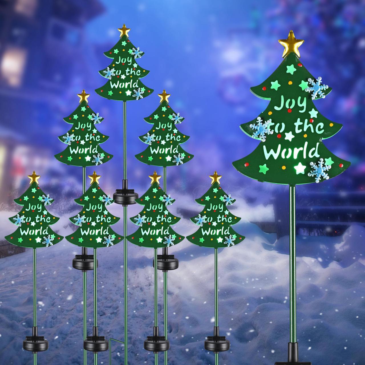 Solar Christmas Tree Stake Lights Solar Pathway Light for Garden Yard Lawn 8Pcs