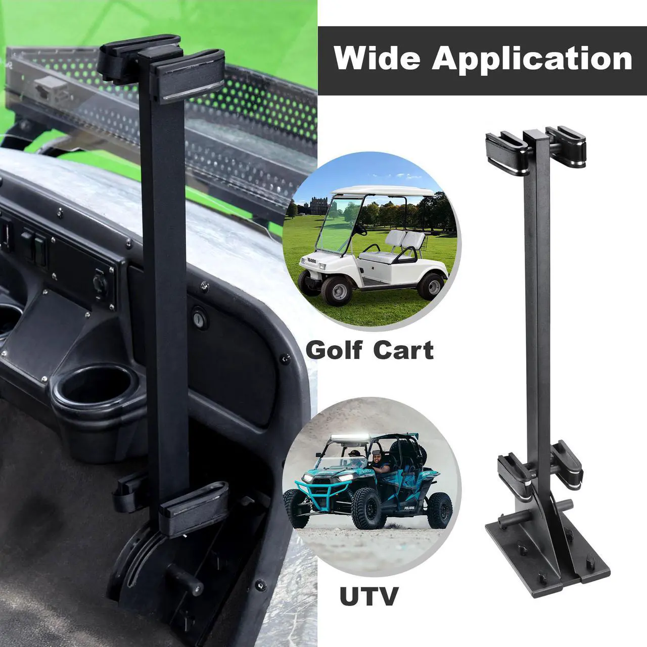 Alt view image 2 of 7 - Yescom Golf Cart Gun Rack Stand up Gun Holder Stand Club Car EZGO Yamaha Quick Release