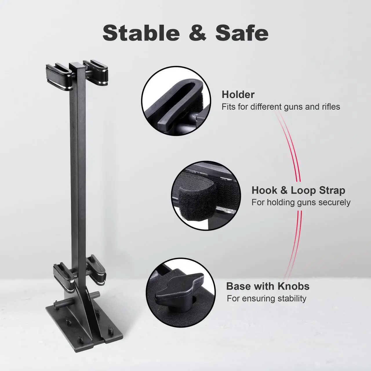 Alt view image 4 of 7 - Yescom Golf Cart Gun Rack Stand up Gun Holder Stand Club Car EZGO Yamaha Quick Release