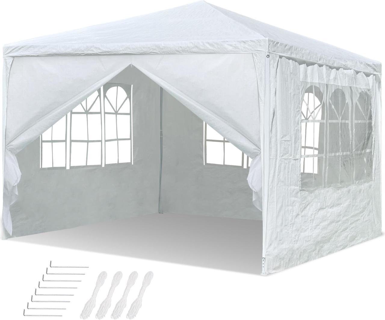 10x10' Wedding Party Tent Heavy Duty Gazebo Event w/ Removable Side Wall White