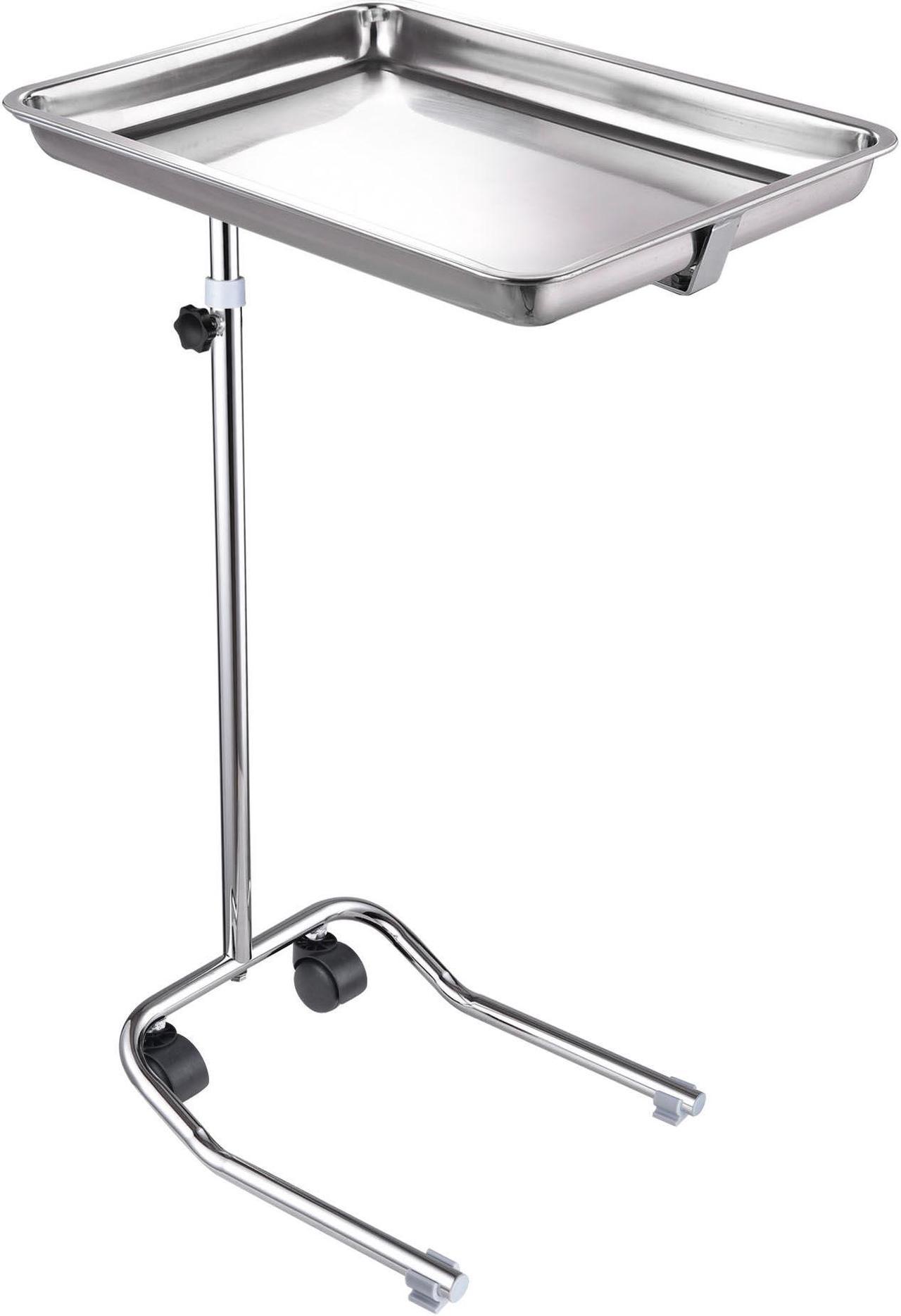 Mobile Mayo Stainless Steel Tray Stand Trolley Medical Salon Equipment Tattoo