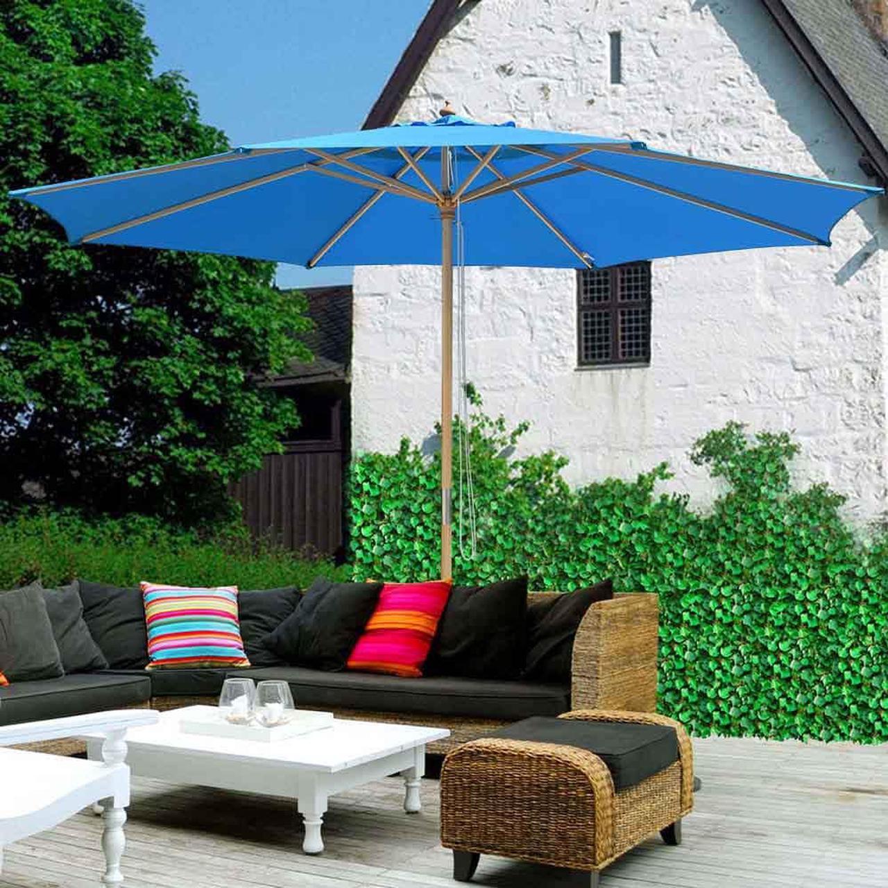 13' ft Patio Umbrella German Beech Wood Beach Yard Garden Cafe Bar Outdoor