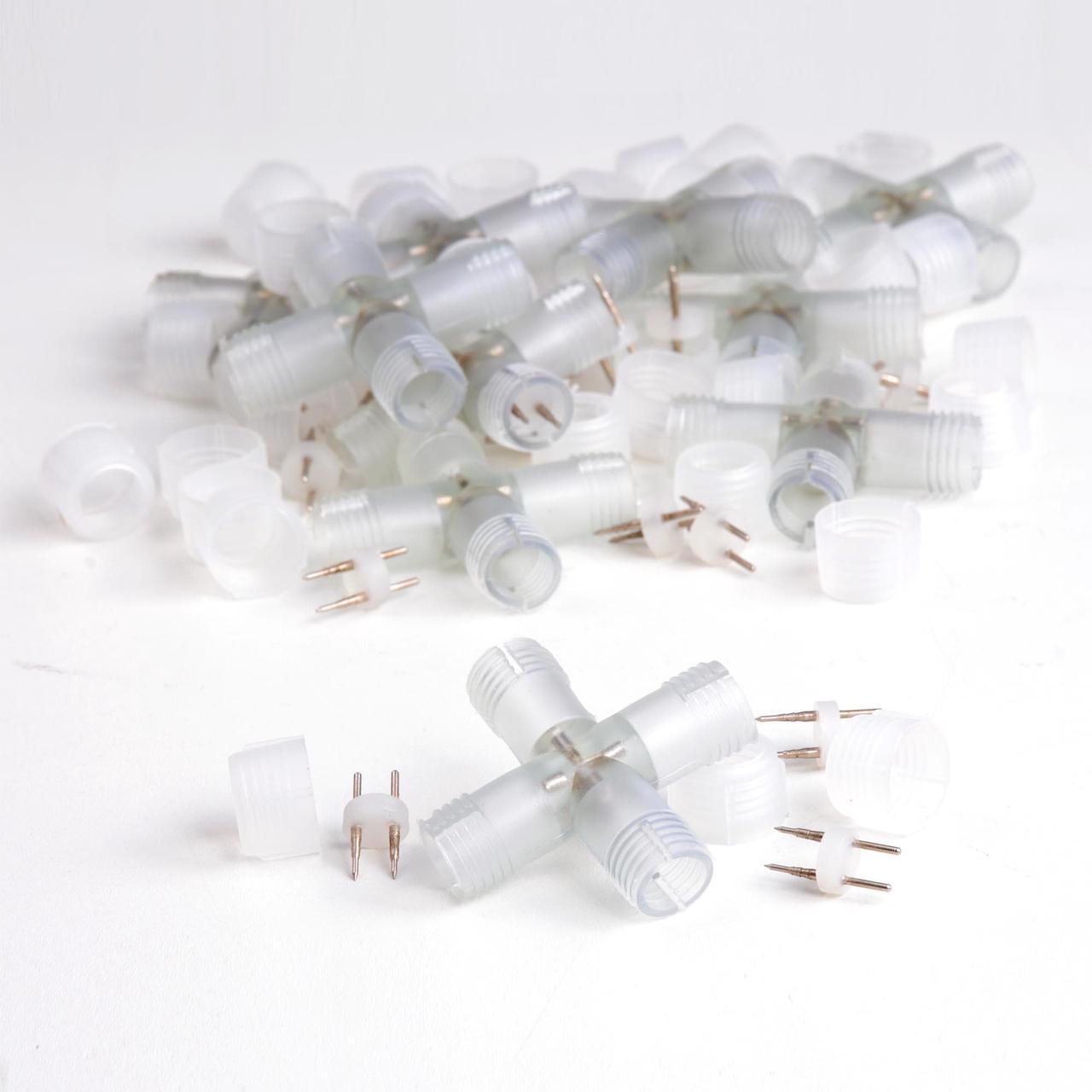 DELight? 10pcs 1/2" X Type PVC Splice Connectors 2 Wire Accessories for LED Rope Light