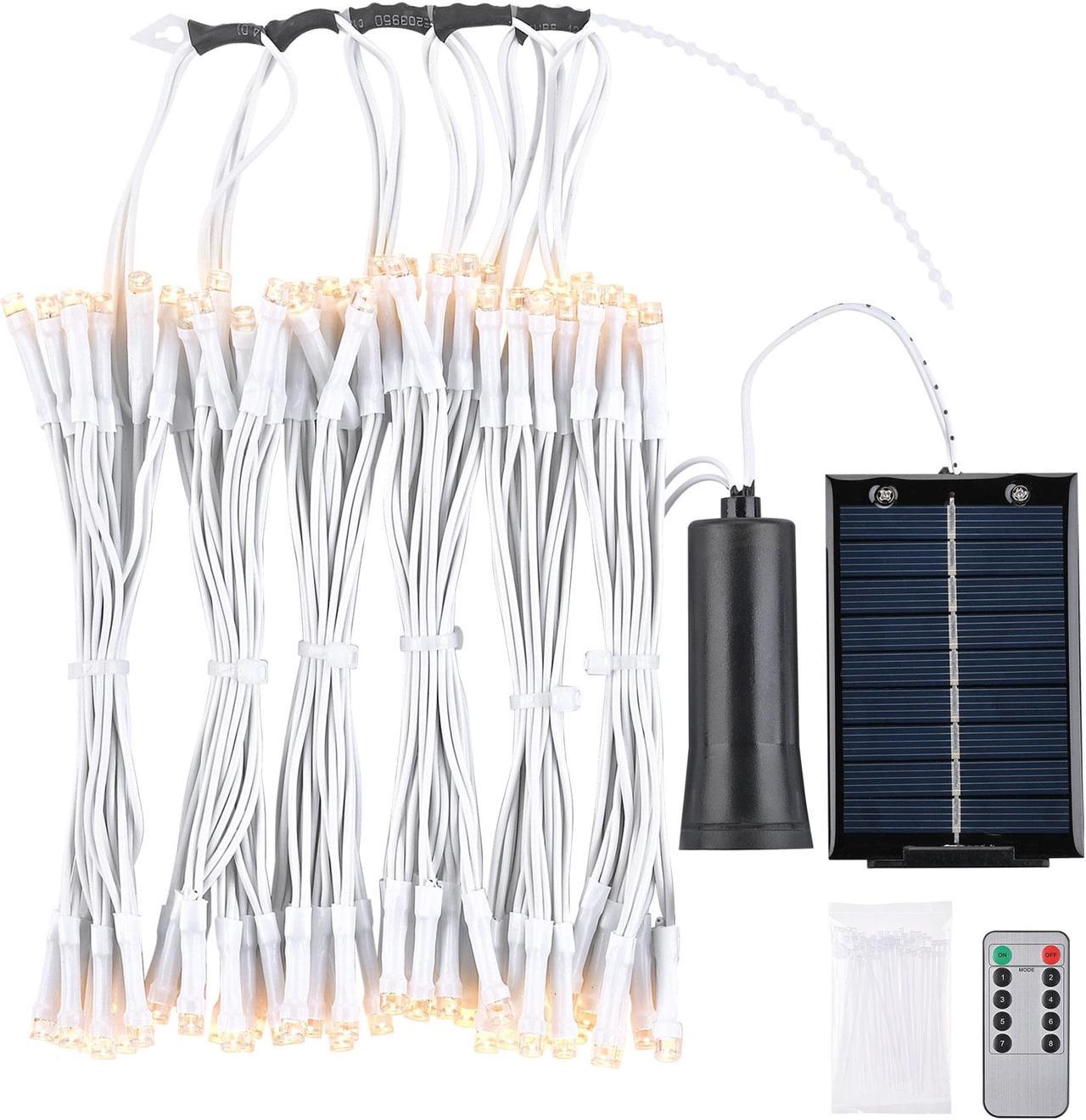 Solar String Light Fit 6-Rib 7/8/9 Ft Outdoor Patio Umbrella 96 LED Warm White