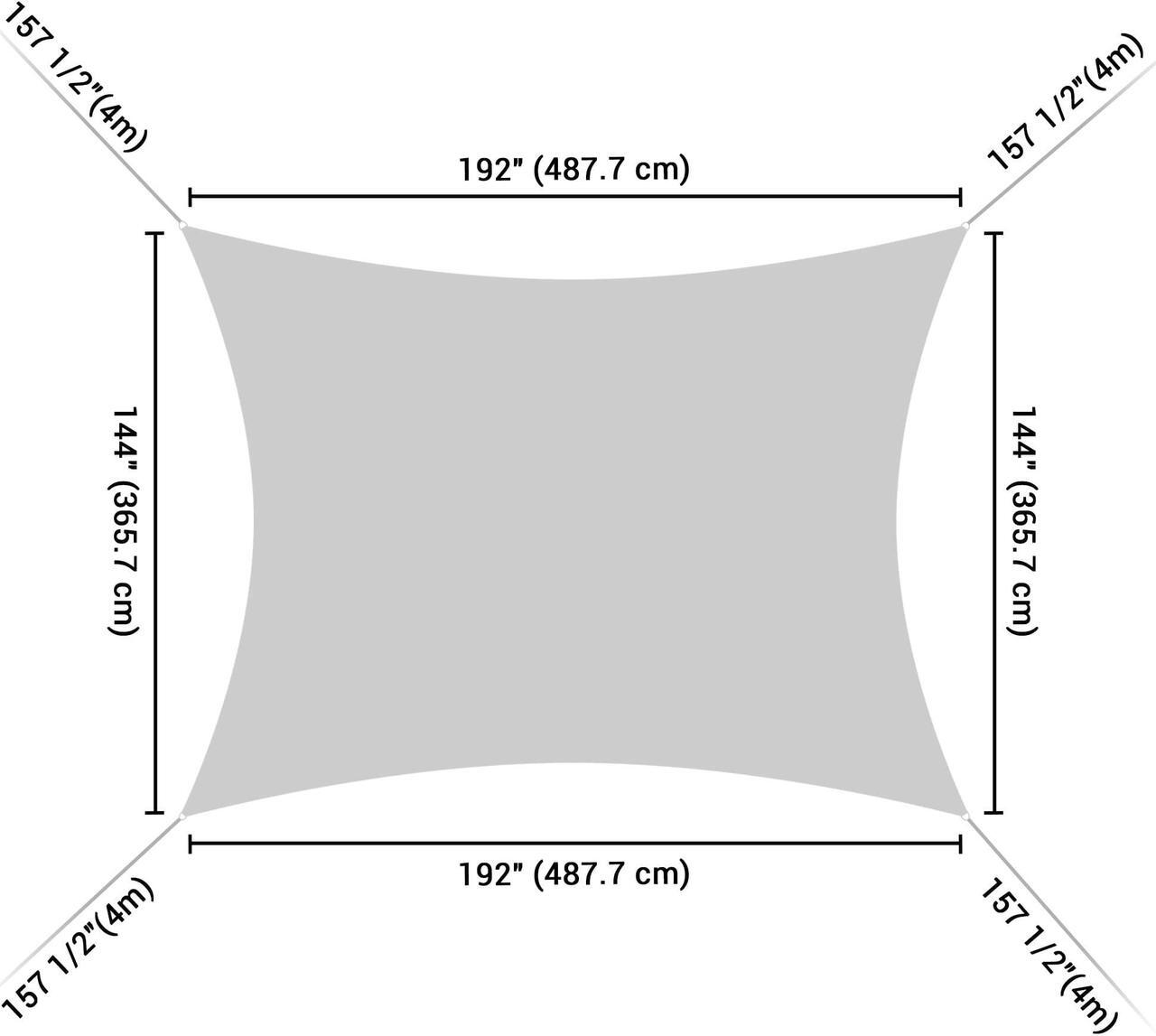 Alt view image 6 of 7 - Yescom 16x12 Ft 97% UV Block Rectangle HDPE Sun Shade Sail Heavy Duty Canopy Garden