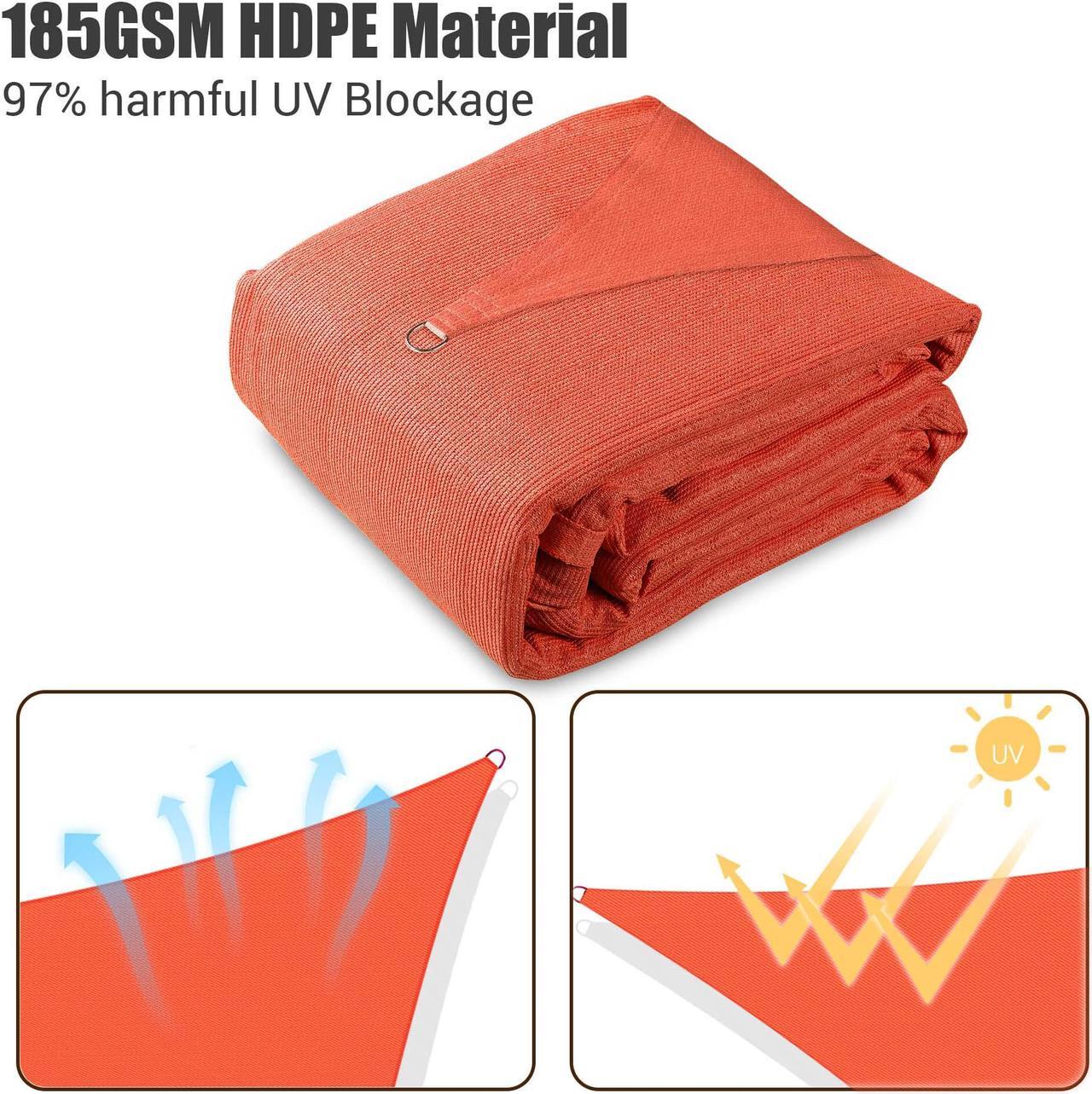 Alt view image 3 of 7 - Yescom 16x12 Ft 97% UV Block Rectangle HDPE Sun Shade Sail Heavy Duty Canopy Garden