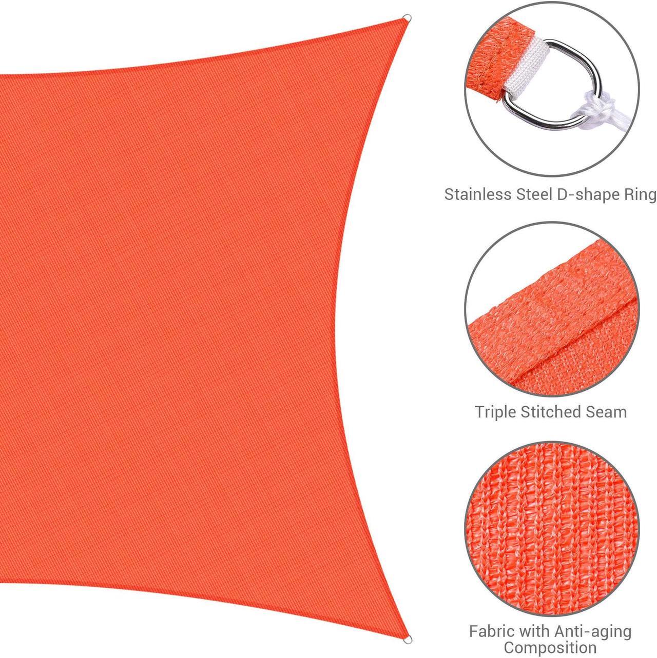 Alt view image 4 of 7 - Yescom 16x12 Ft 97% UV Block Rectangle HDPE Sun Shade Sail Heavy Duty Canopy Garden