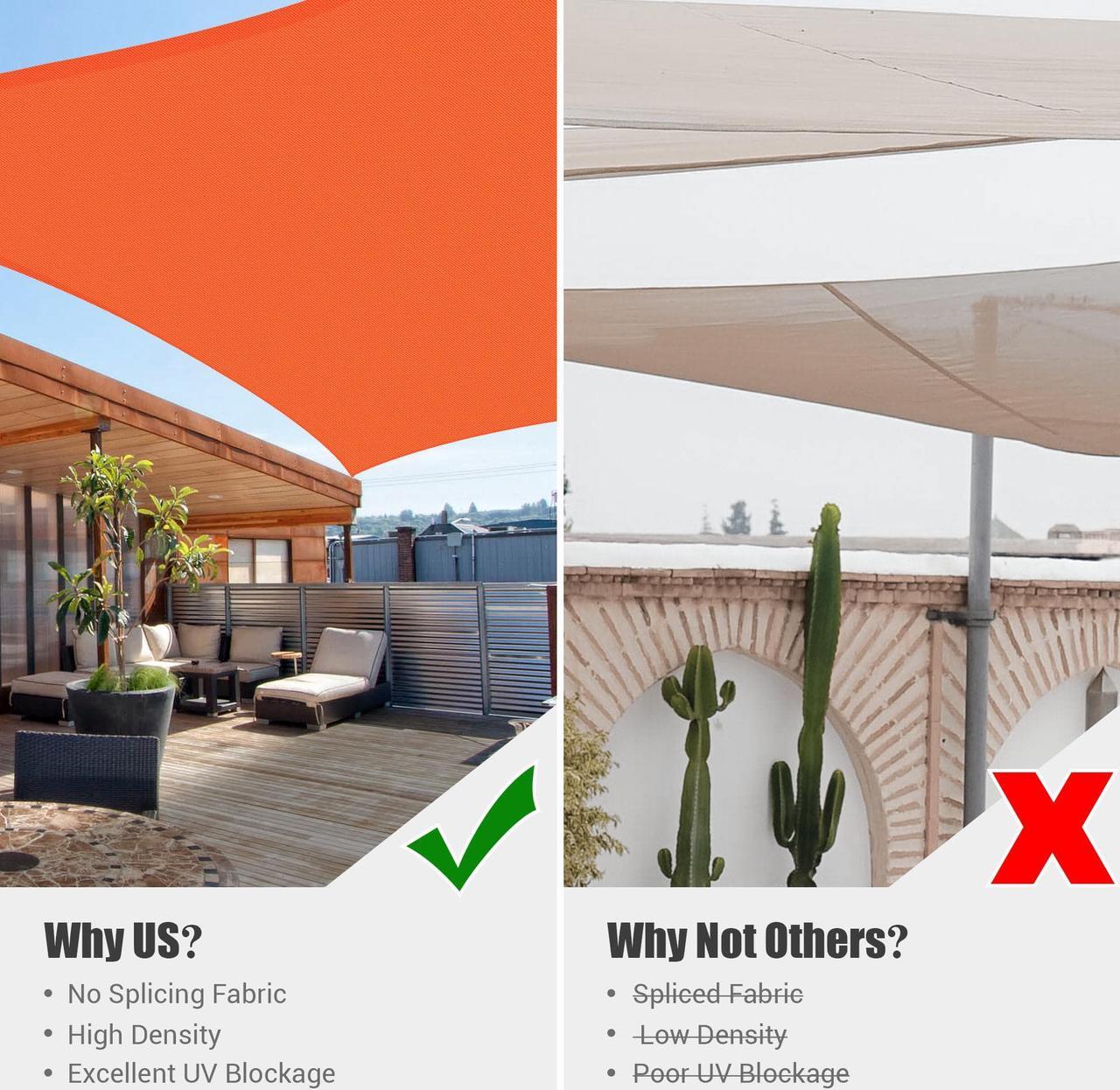 Alt view image 5 of 7 - Yescom 16x12 Ft 97% UV Block Rectangle HDPE Sun Shade Sail Heavy Duty Canopy Garden
