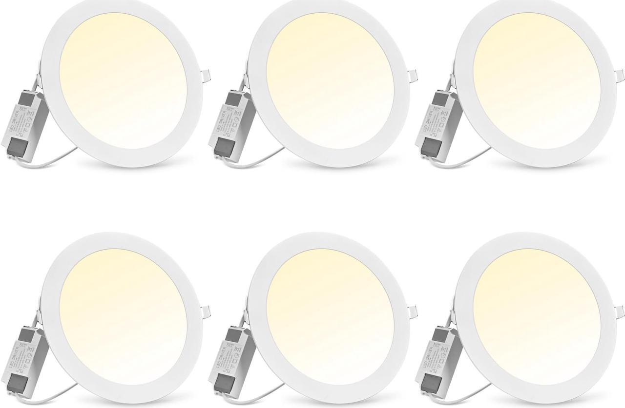 8" LED Recessed Ceiling Panel Down Light Round 3 Color Slim Spot Lamp 6 Pack