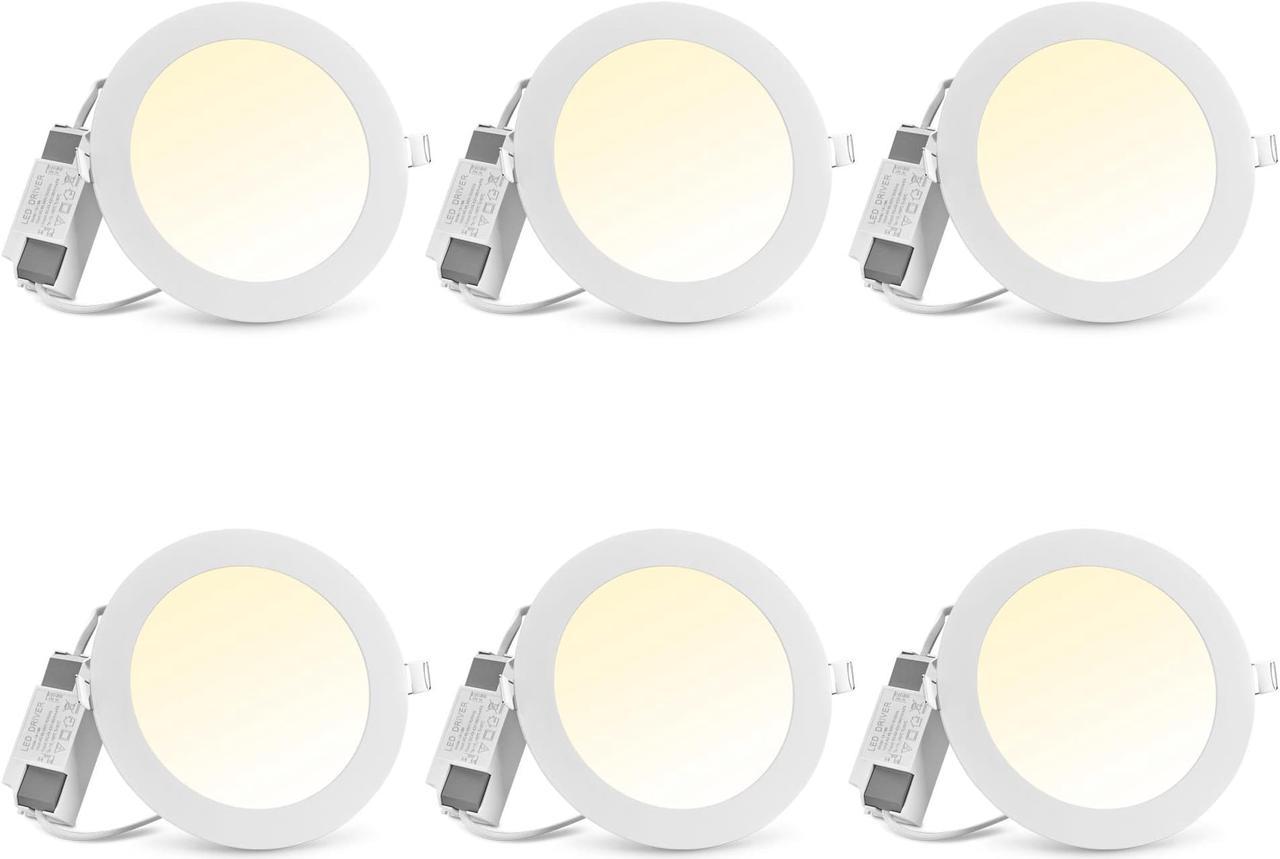 6" LED Recessed Ceiling Panel Down Light Round 3 Color Slim Spot Lamp 6 Pack