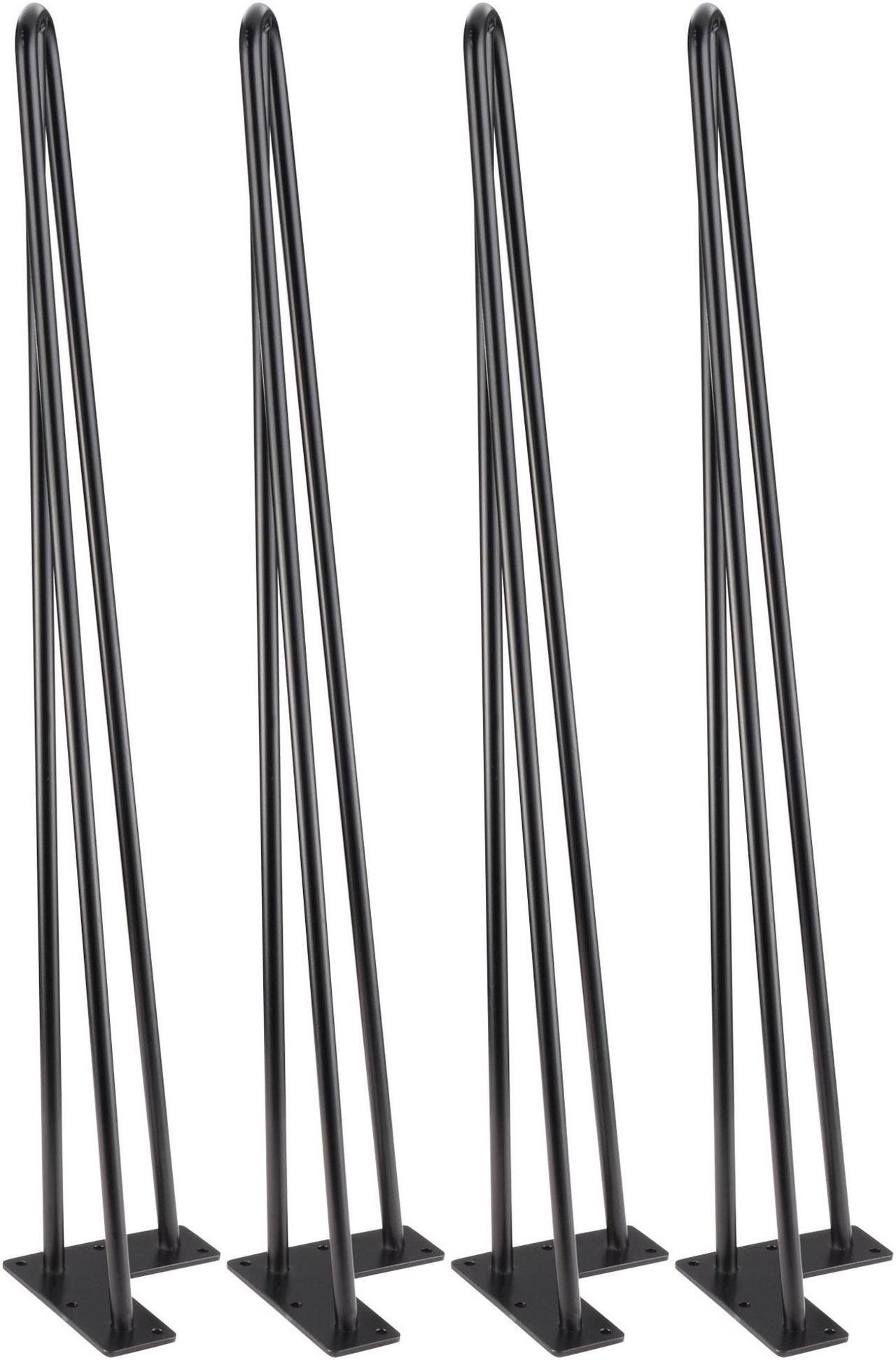 Yescom 28 inch Heavy Duty Hairpin Table Legs, 1/2" Steel Rods Furniture Leg with Protector Feets Home DIY Projects  for Coffee  Chair Night Stands Set of 4 Black