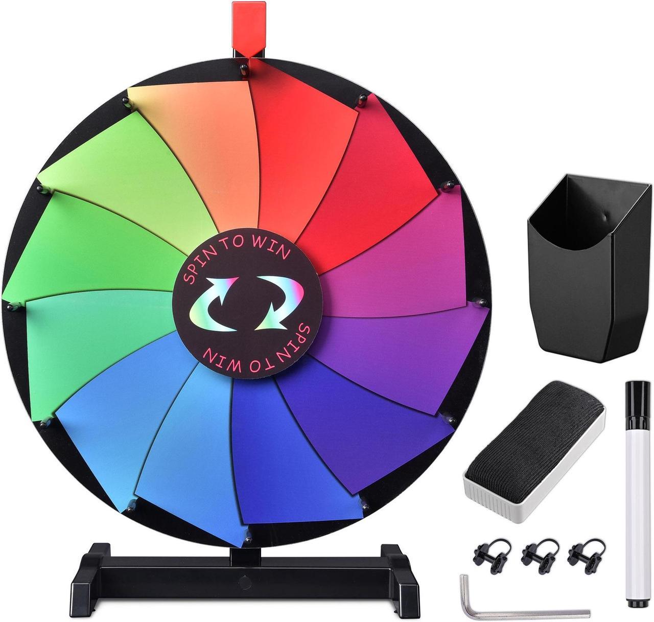 WinSpin 18" Tabletop Color Prize Wheel 12 Slots Editable Fortune Spinning Wheel for Tradeshow Carnival Game Wheel, Pinwheel Series