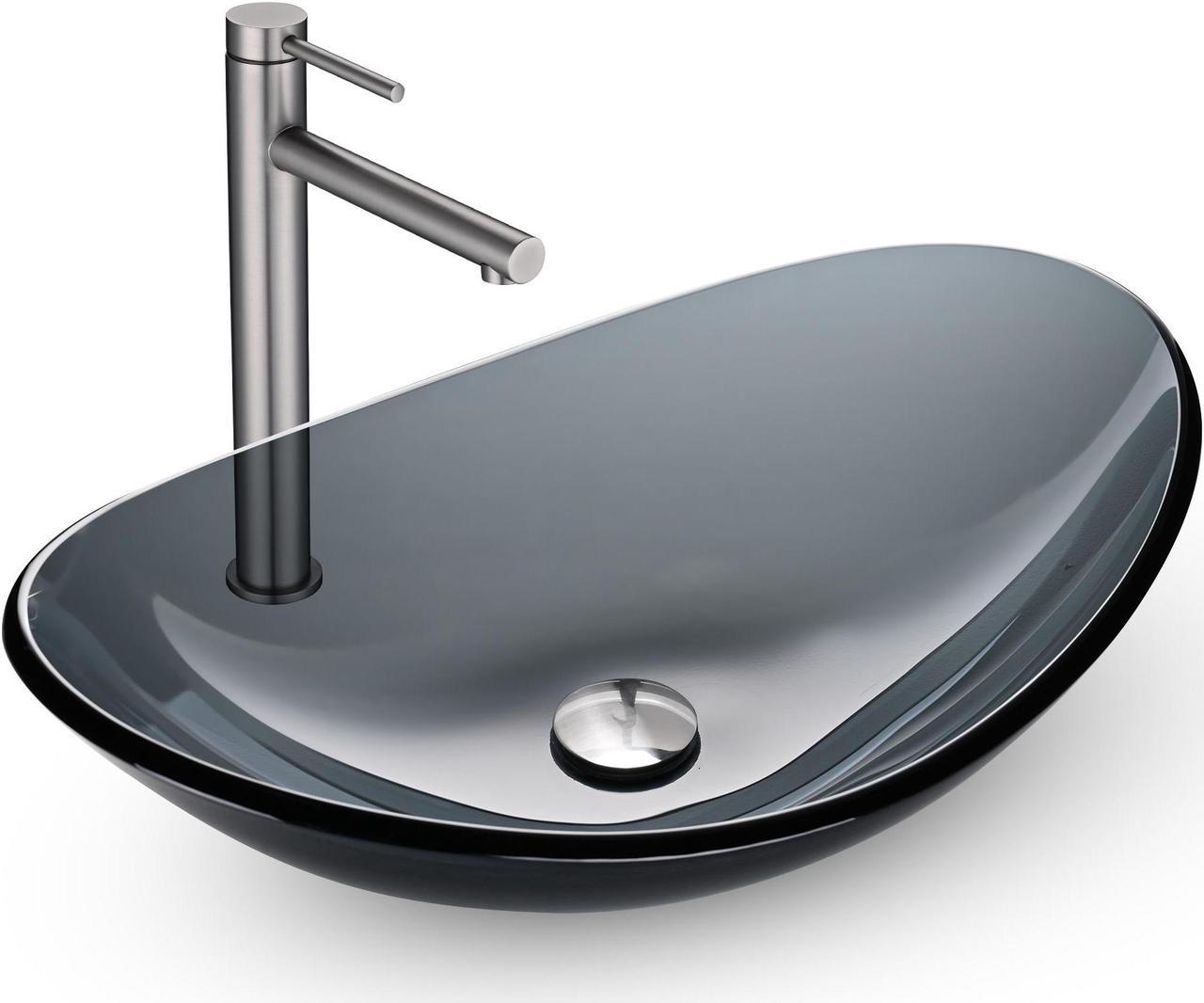 Aquaterior Oval Porcelain Ceramic Bathroom Vessel Sink Basin with Chrome Drain