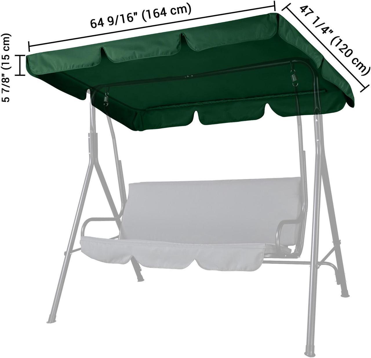 Alt view image 7 of 7 - 64"x47" Swing Canopy Cover Replacement Porch Top UV30+ 180gsm Outdoor Patio Seat Green