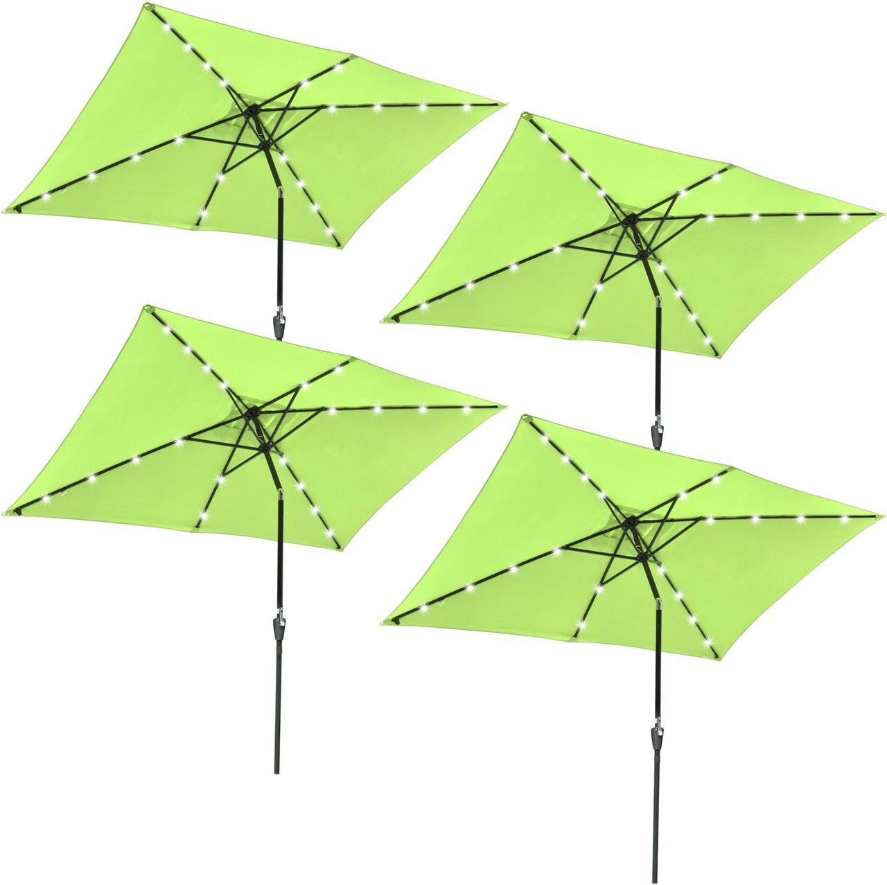 4 Pack of 10x6ft Rectangle Solar Power Patio Umbrella Outdoor LED Tilt Sunshade